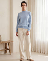 Women's Ribbed Mock Neck Sweater — Blue