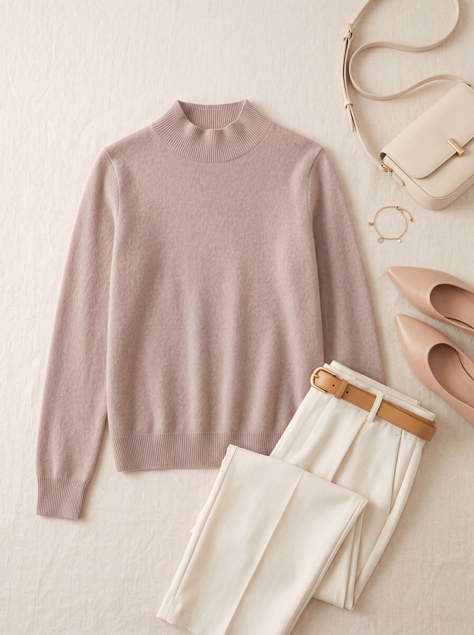Women's Ribbed Mock Neck Sweater — Brown