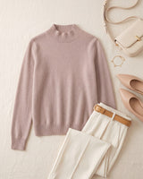 Women's Ribbed Mock Neck Sweater — Brown