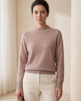 Women's Ribbed Mock Neck Sweater — Brown