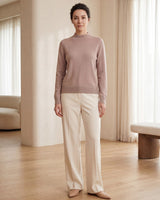 Women's Ribbed Mock Neck Sweater — Brown