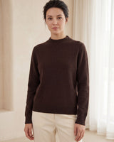 Women's Ribbed Mock Neck Sweater — Coffee