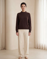 Women's Ribbed Mock Neck Sweater — Coffee