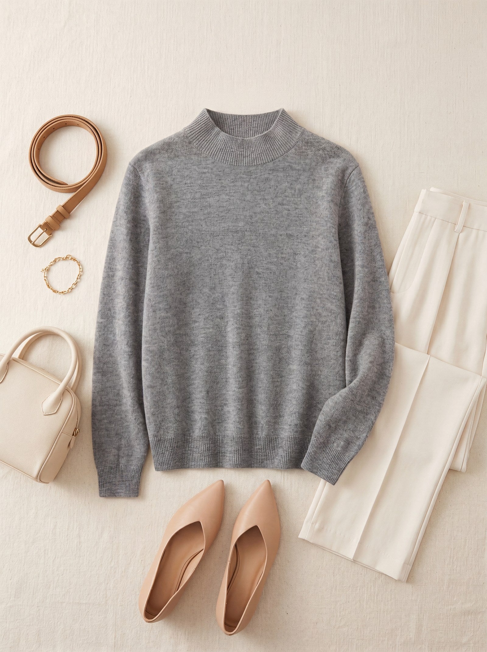 Women's Ribbed Mock Neck Sweater — Grey