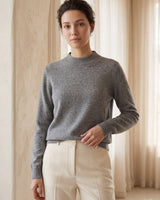 Women's Ribbed Mock Neck Sweater — Grey