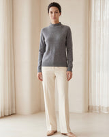 Women's Ribbed Mock Neck Sweater — Grey