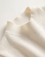Women's Ribbed Mock Neck Sweater — White