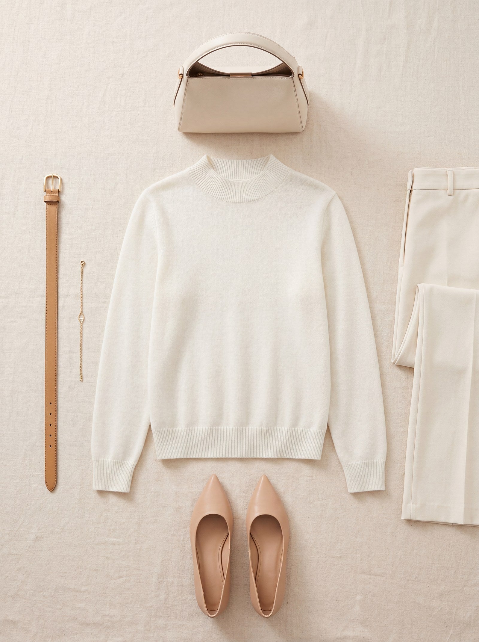 Women's Ribbed Mock Neck Sweater — White