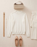 Women's Ribbed Mock Neck Sweater — White
