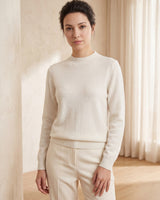 Women's Ribbed Mock Neck Sweater — White