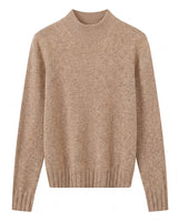 Women's High Neck Long Sleeve Sweater — Camel