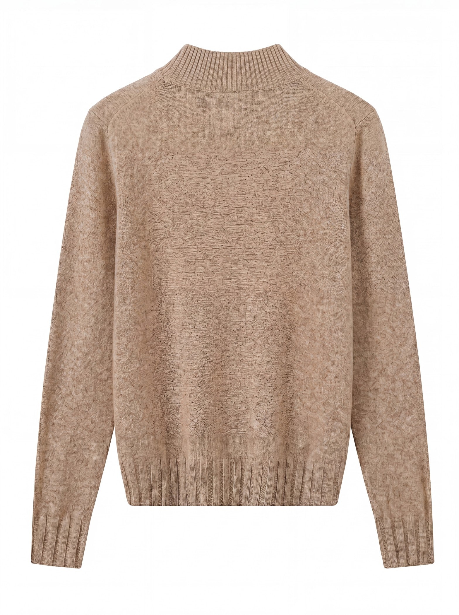 Women's High Neck Long Sleeve Wool Sweater — Camel