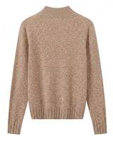 Women's High Neck Long Sleeve Sweater — Camel