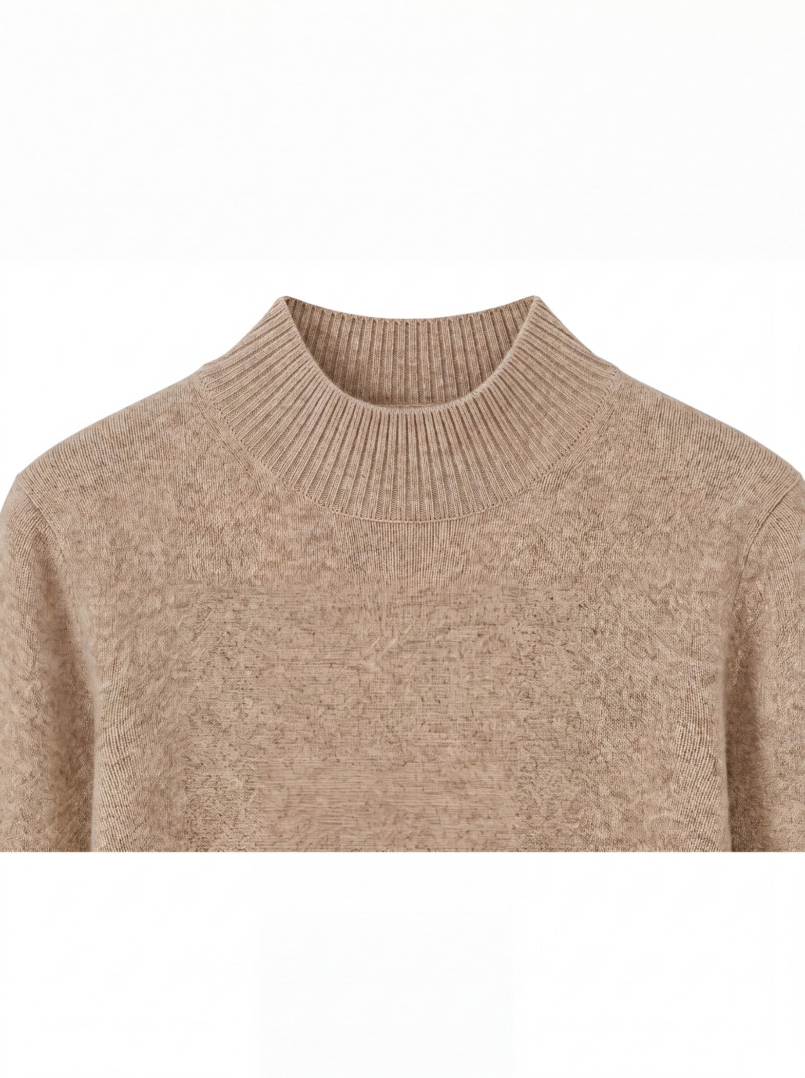 Women's High Neck Long Sleeve Wool Sweater — Camel