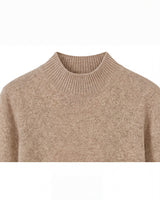 Women's High Neck Long Sleeve Sweater — Camel