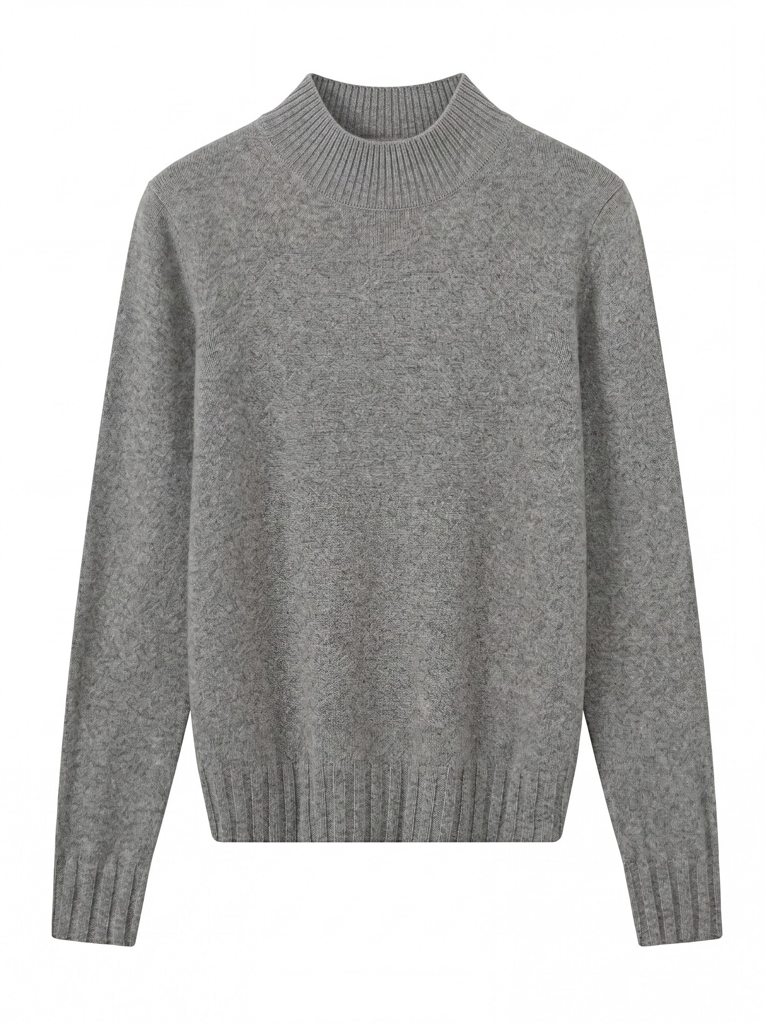 Women's High Neck Long Sleeve Wool Sweater — Grey