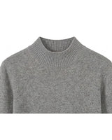 Women's High Neck Long Sleeve Sweater — Grey