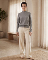 Women's High Neck Long Sleeve Sweater — Grey