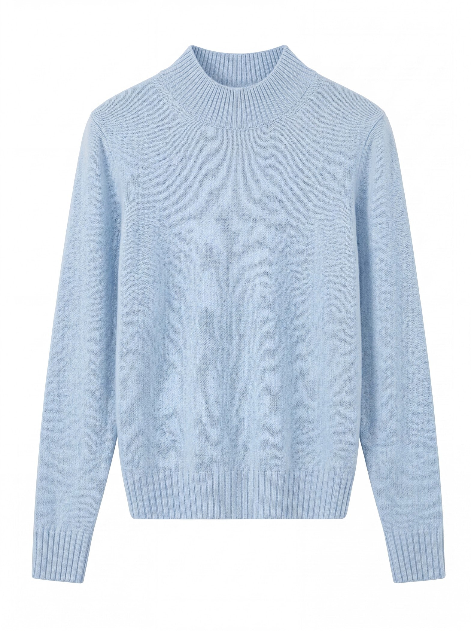 Women's High Neck Long Sleeve Wool Sweater — Light Blue