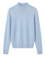 Women's High Neck Long Sleeve Sweater — Light Blue