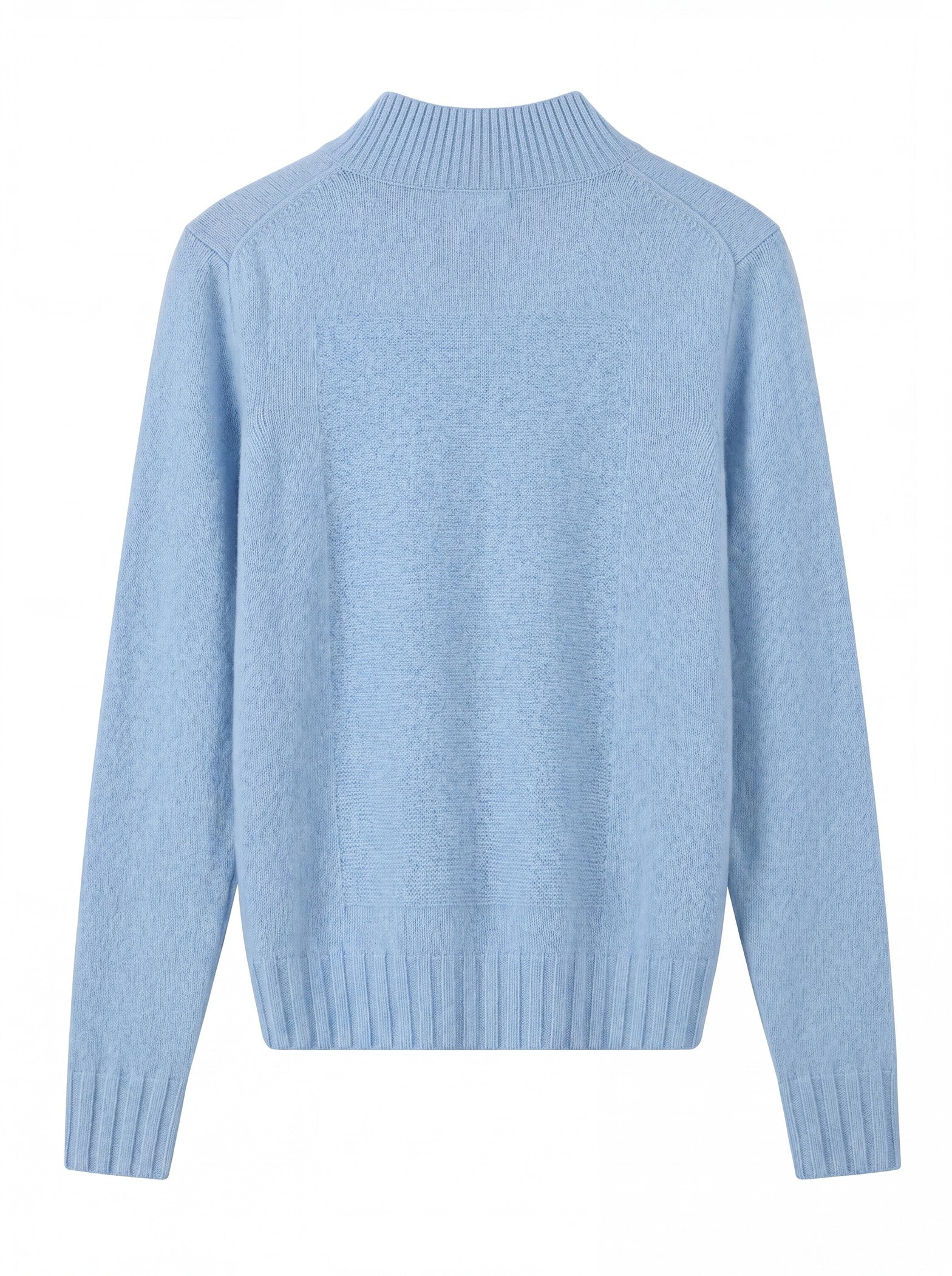 Women's High Neck Long Sleeve Wool Sweater — Light Blue