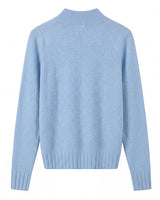 Women's High Neck Long Sleeve Sweater — Light Blue
