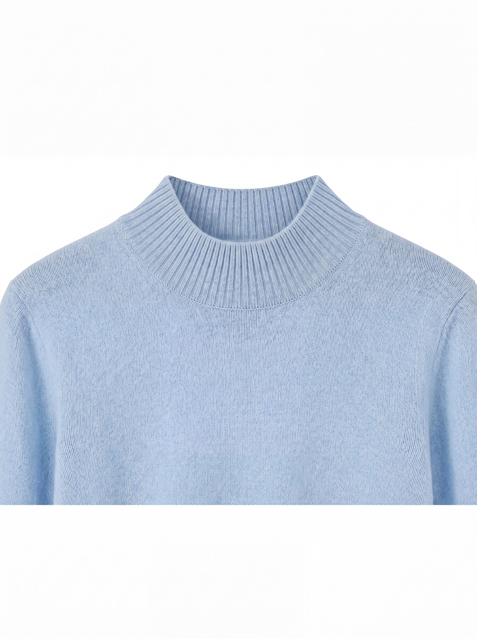 Women's High Neck Long Sleeve Wool Sweater — Light Blue