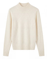 Women's High Neck Long Sleeve Sweater — White