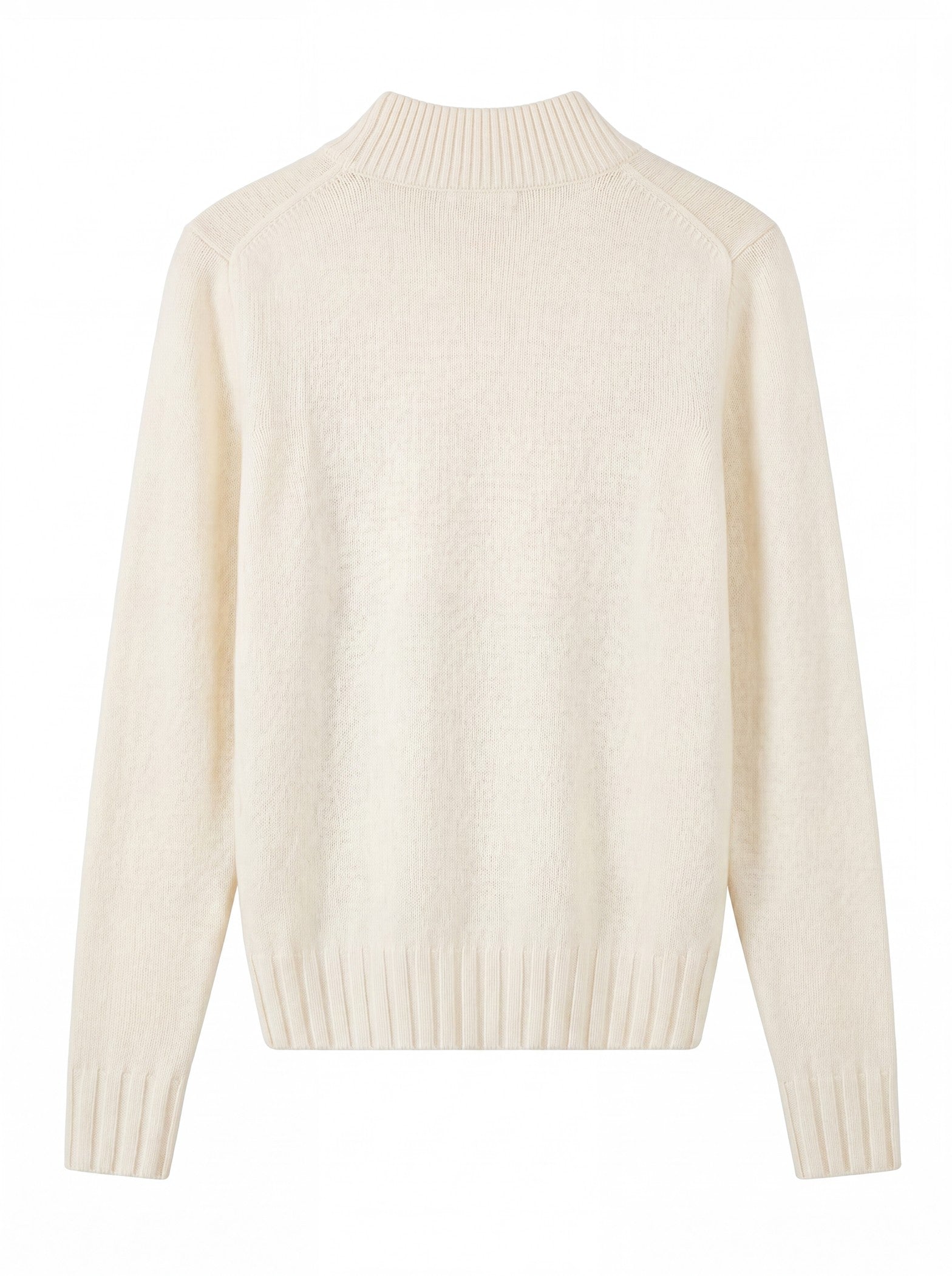 Women's High Neck Long Sleeve Wool Sweater — White