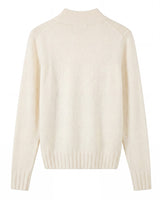 Women's High Neck Long Sleeve Sweater — White