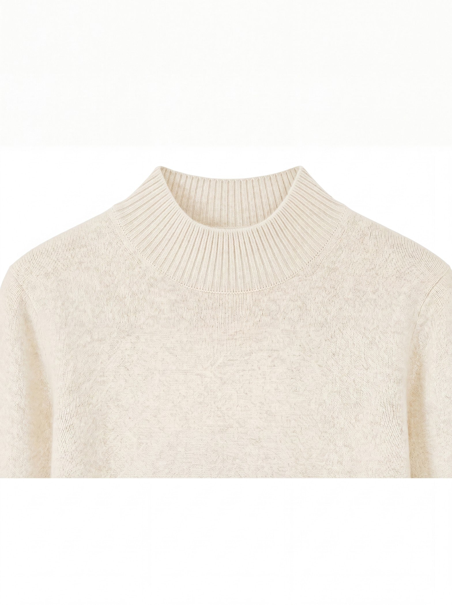 Women's High Neck Long Sleeve Wool Sweater — White