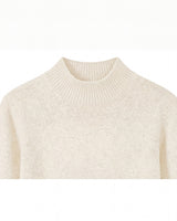 Women's High Neck Long Sleeve Sweater — White