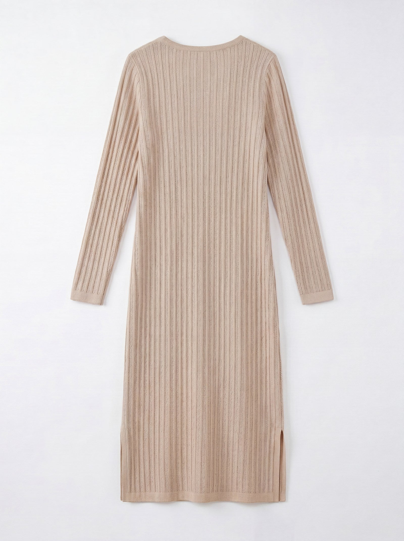 Women's Ribbed Knit Midi Dress — Beige