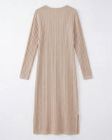 Women's Ribbed Knit Midi Dress — Beige