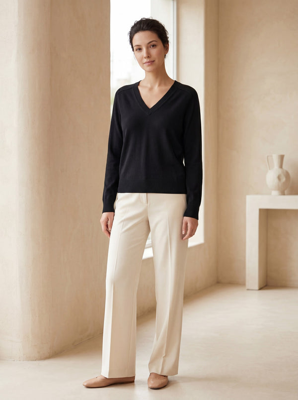 Women's V-Neck Wool Sweater