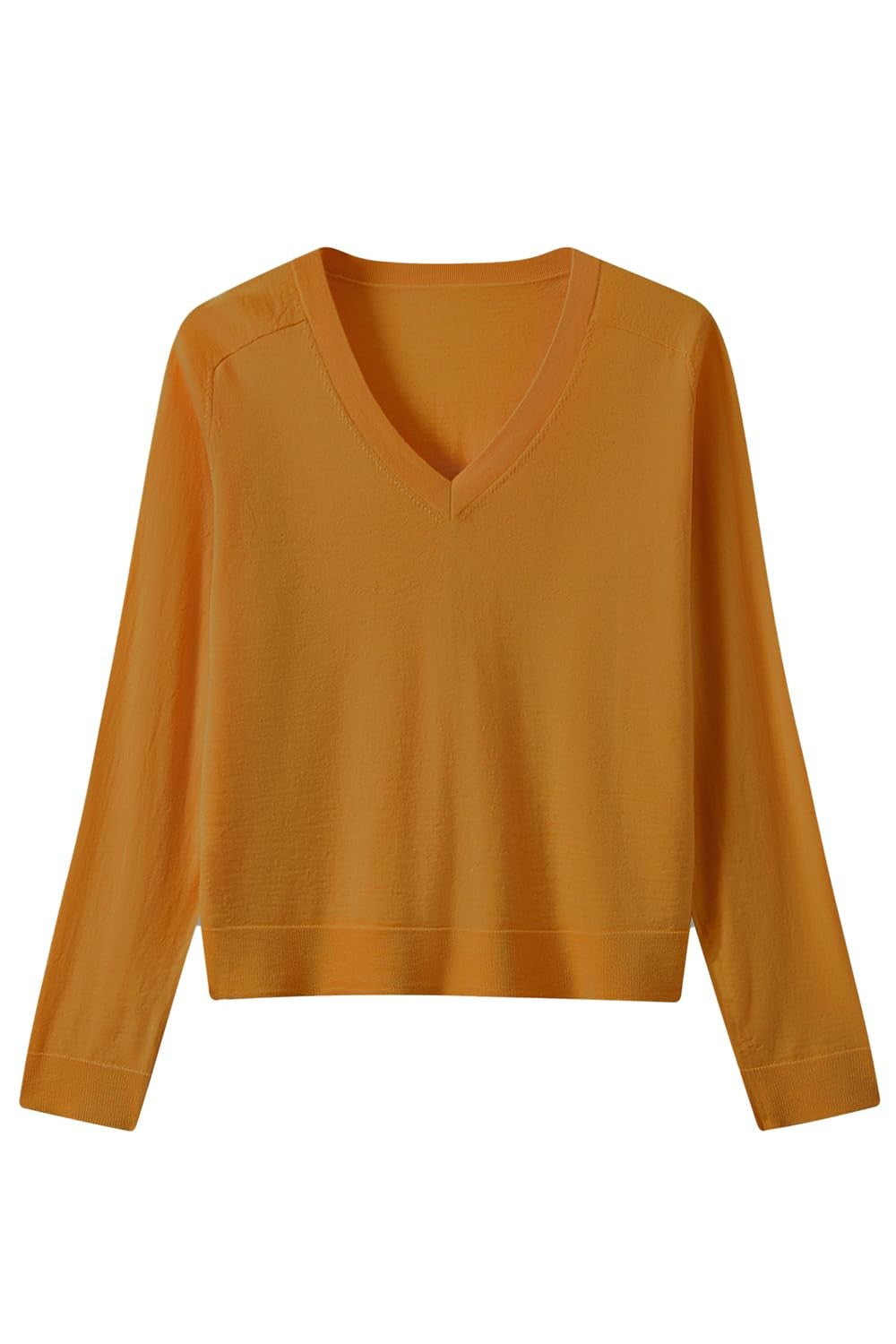 Women's V-Neck Wool Sweater — Brown