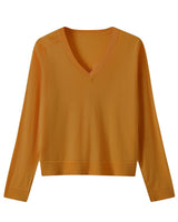 Women's V-Neck Wool Sweater — Brown