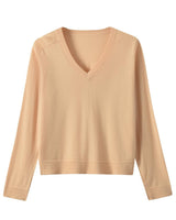 Women's V-Neck Wool Sweater — Camel