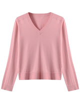 Women's V-Neck Wool Sweater — Pink