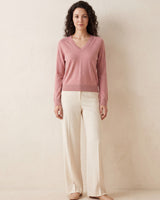 Women's V-Neck Wool Sweater — Pink