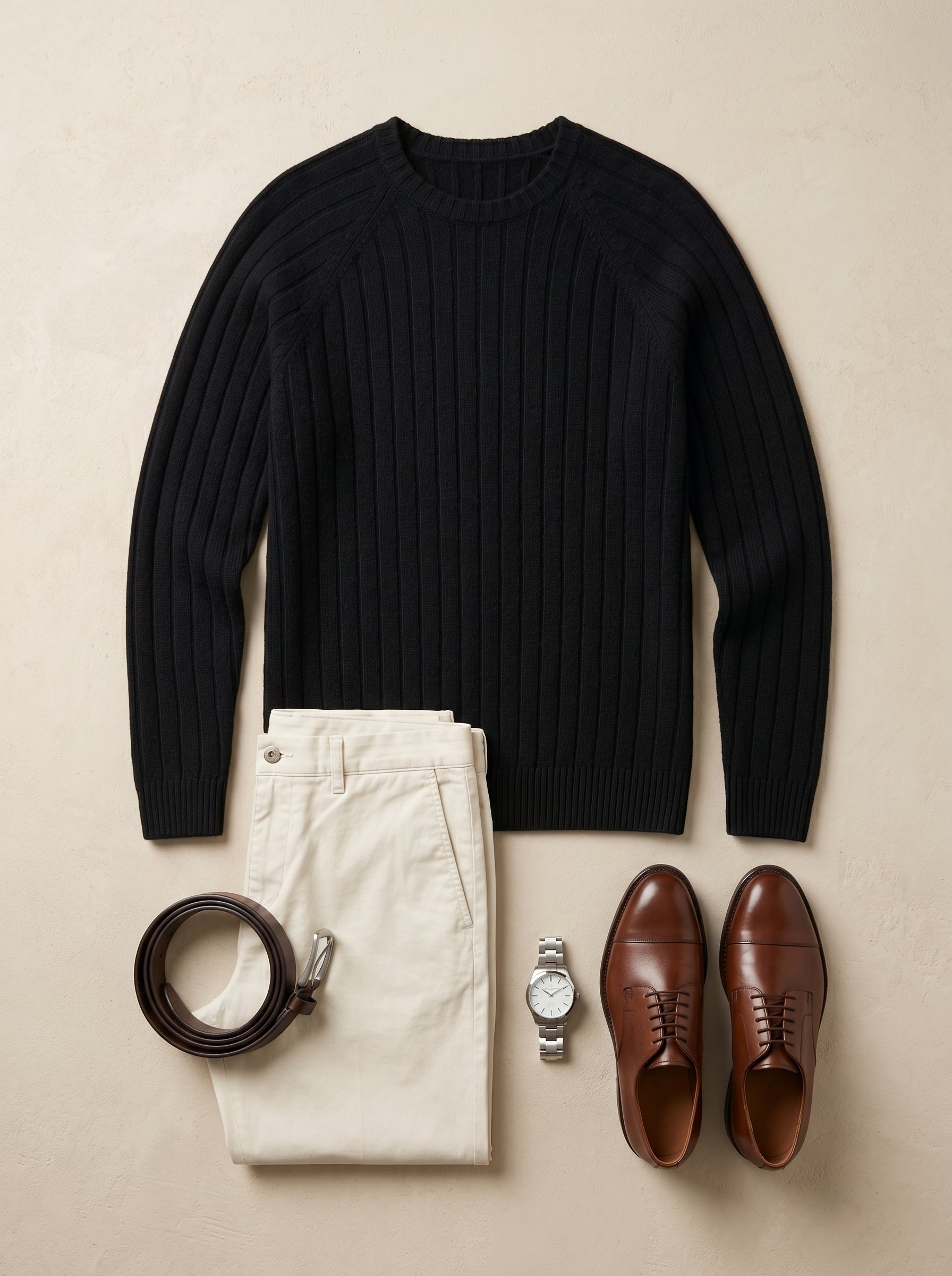Men's Wool Crew Neck Pullover — Black
