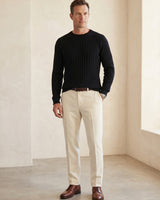 Men's Wool Crew Neck Pullover — Black