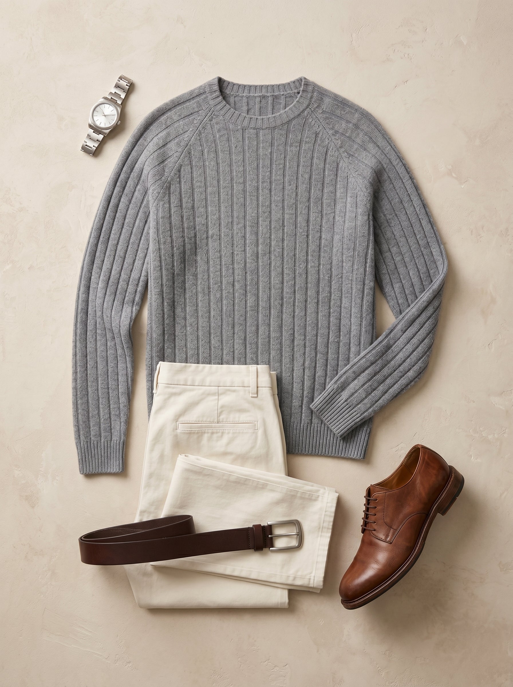 Men's Wool Crew Neck Pullover — Grey