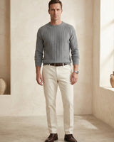 Men's Wool Crew Neck Pullover — Grey