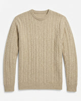 Men's Wool Thermal Stitch Crew Neck Pullover — Beige