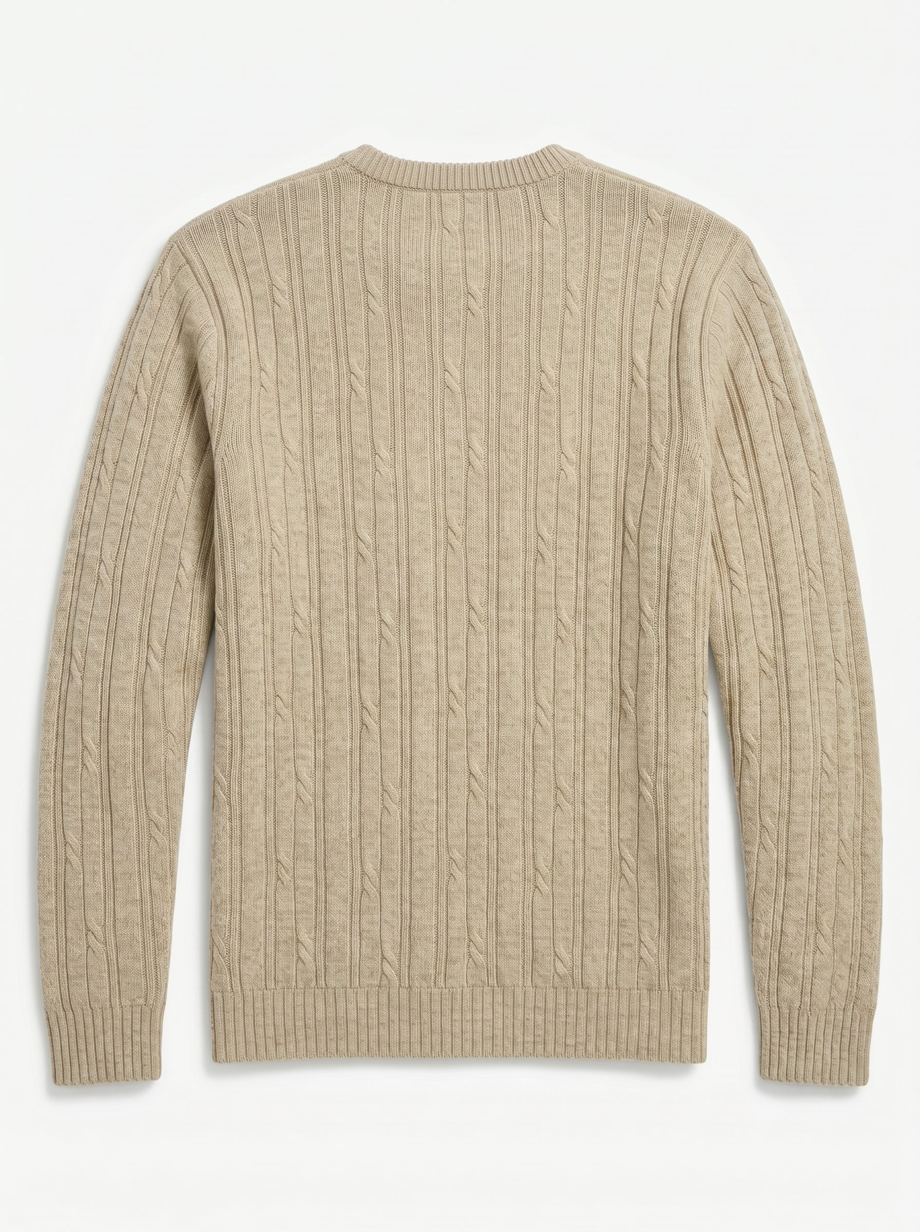 Men's Wool Thermal Stitch Crew Neck Pullover — Beige