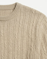 Men's Wool Thermal Stitch Crew Neck Pullover — Beige