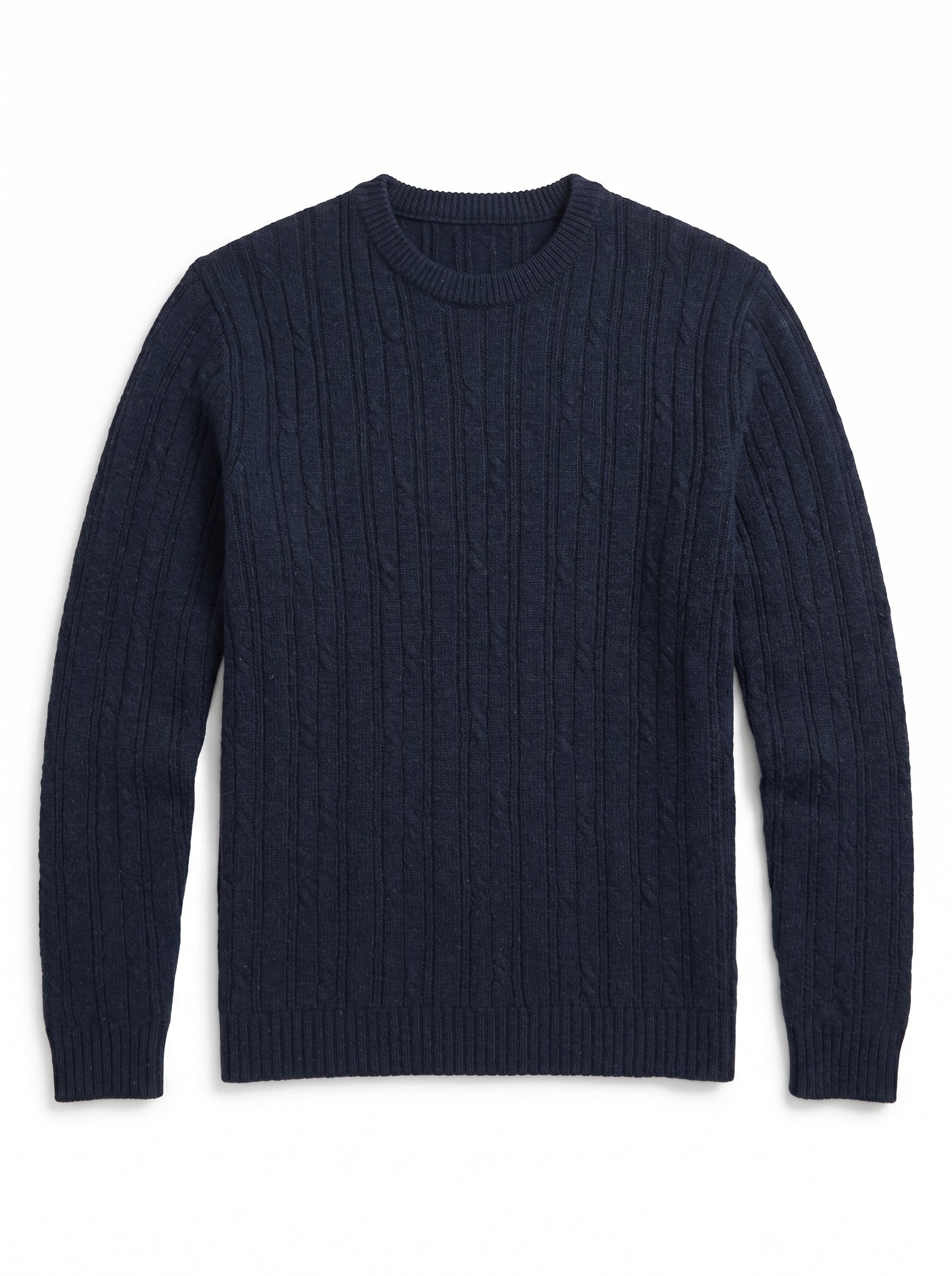 Men's Wool Thermal Stitch Crew Neck Pullover — Navy