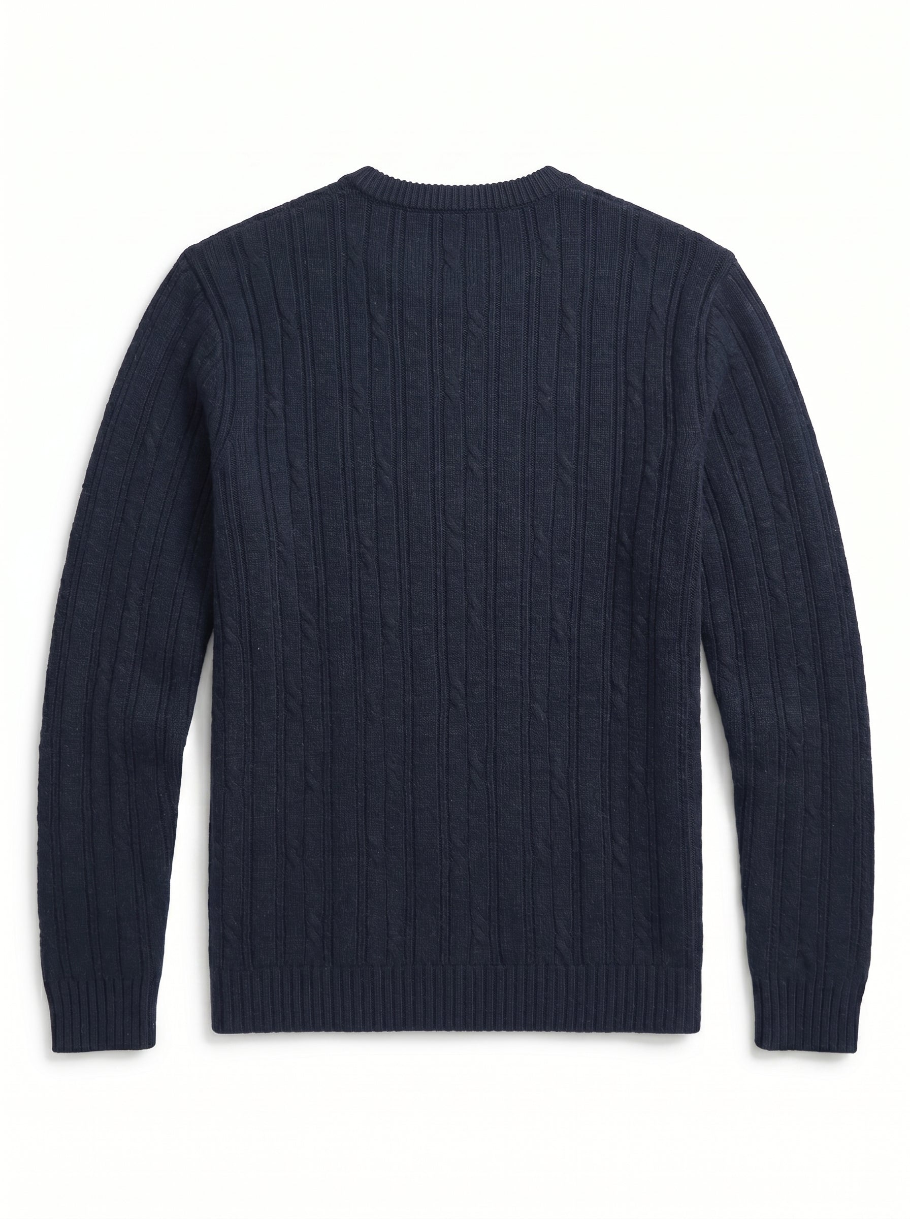 Men's Wool Thermal Stitch Crew Neck Pullover — Navy