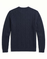 Men's Wool Thermal Stitch Crew Neck Pullover — Navy